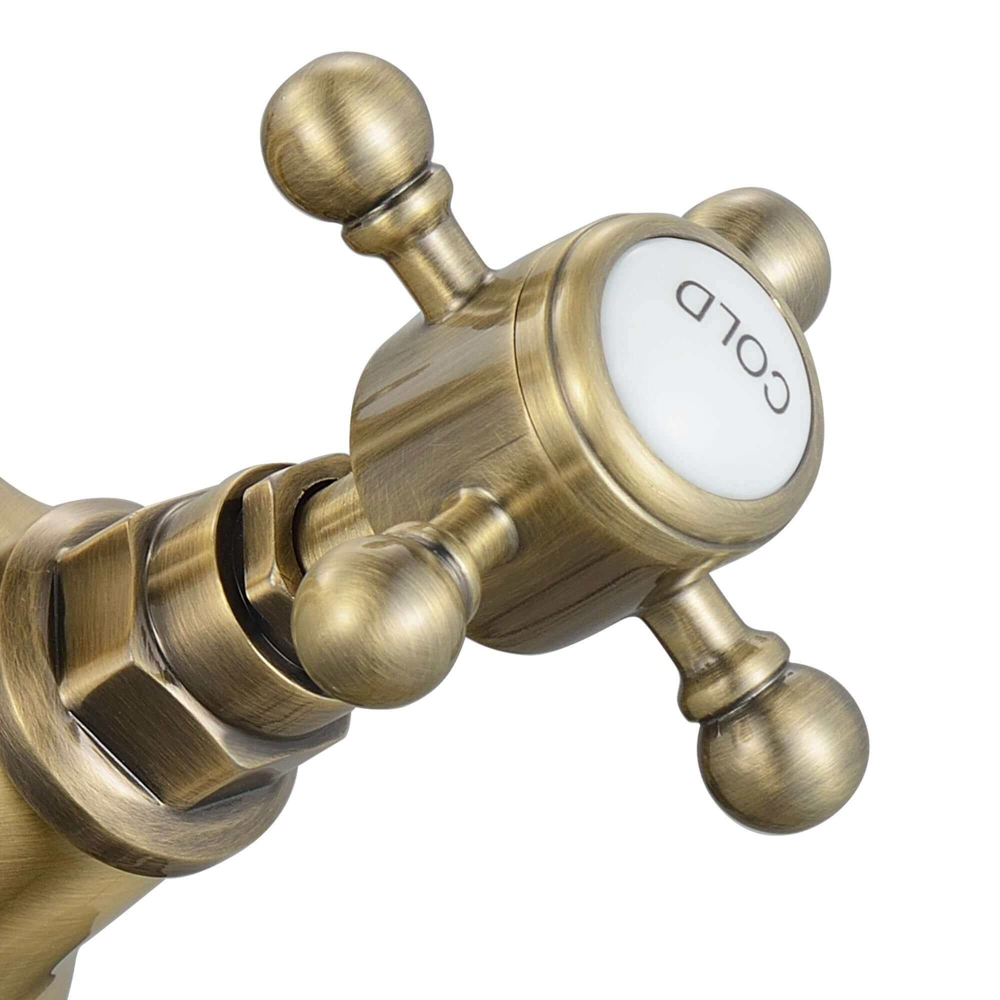 Camberley traditional cross basin mixer tap with slotted waste - antique brass - Image 3
