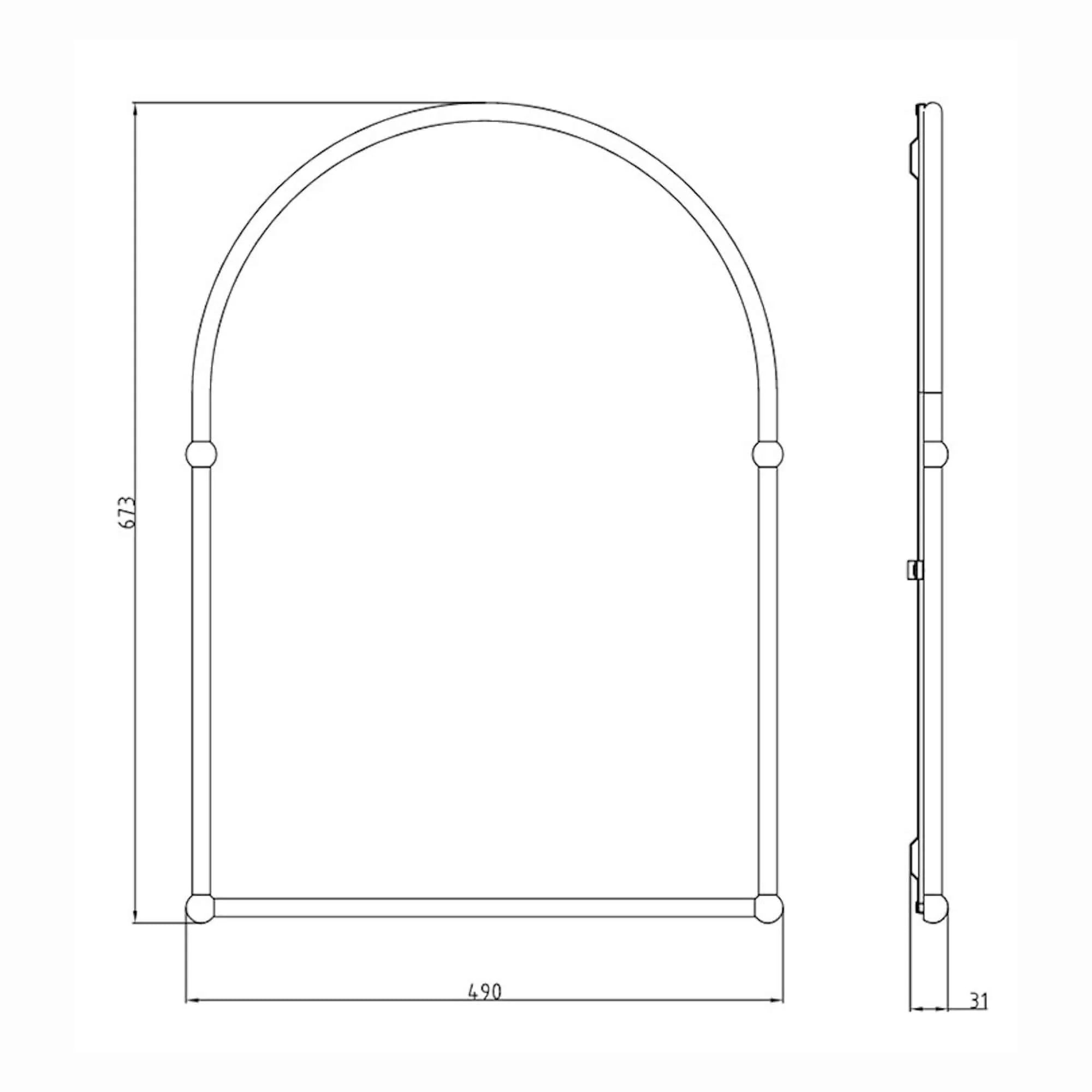 Elizabeth traditional brass framed decorative arched mirror - chrome - Image 3