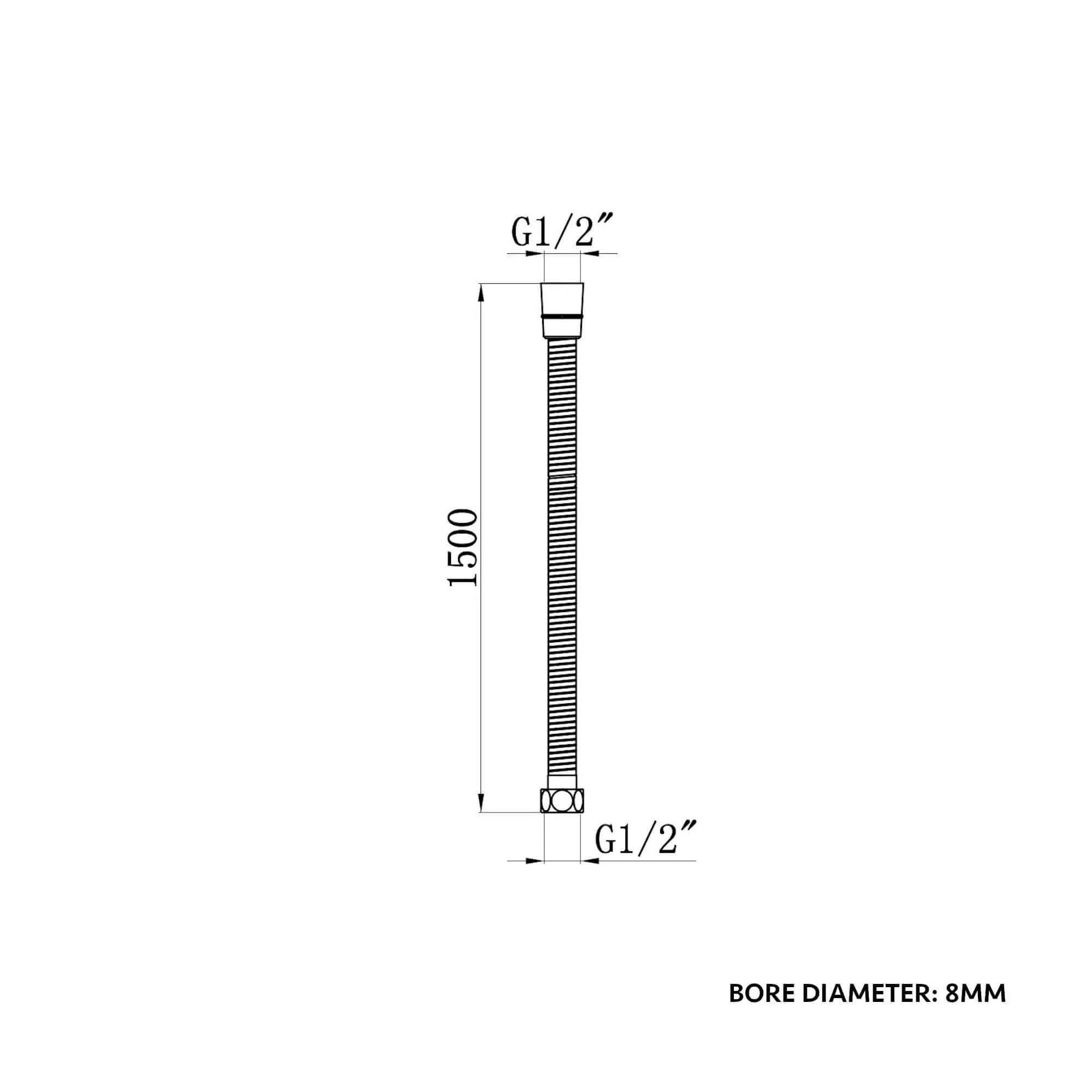 Flex shower hose stainless steel 1.5m standard bore - gold - Image 7