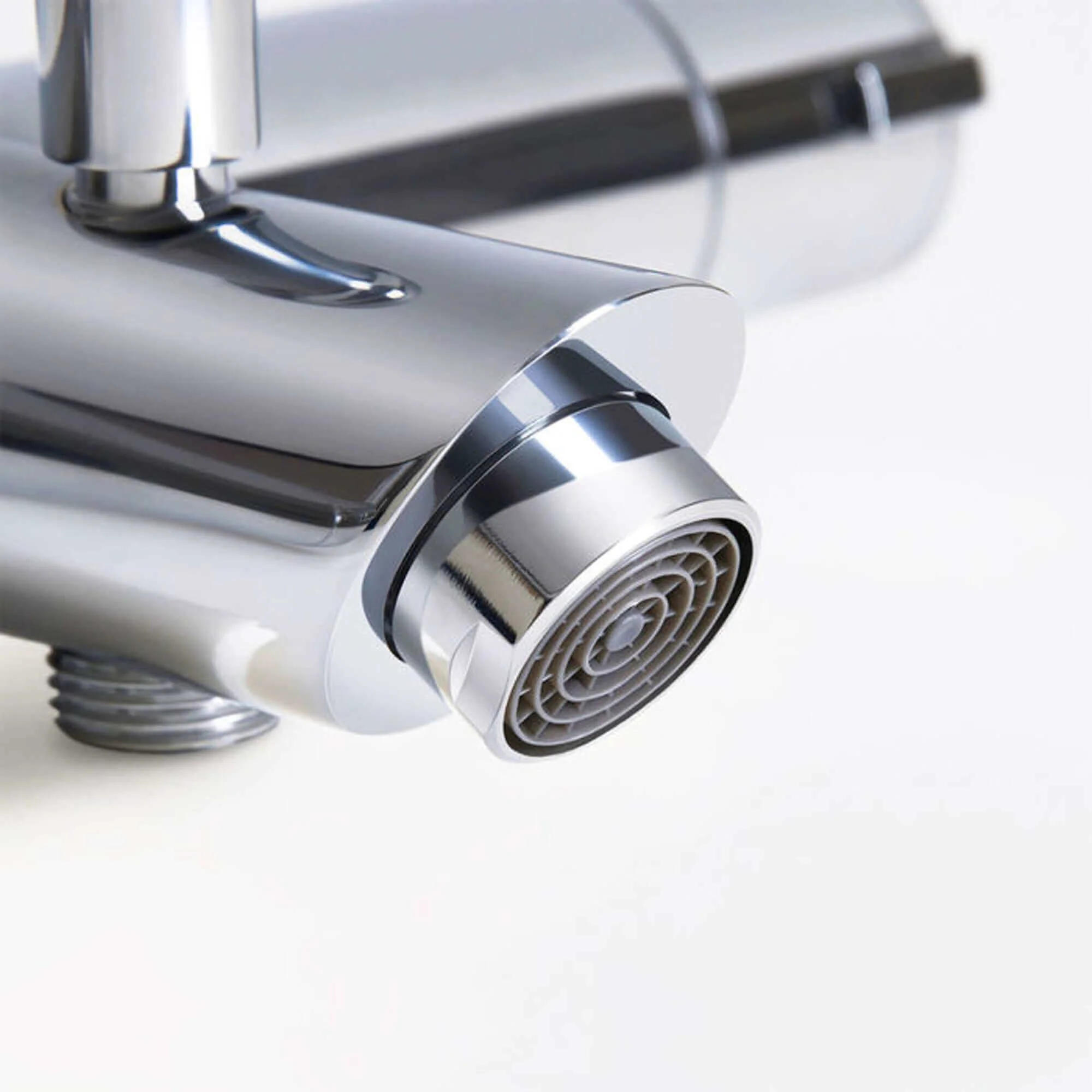 Dune modern thermostatic bath shower mixer tap deck mount with slider rail kit - chrome - Image 3