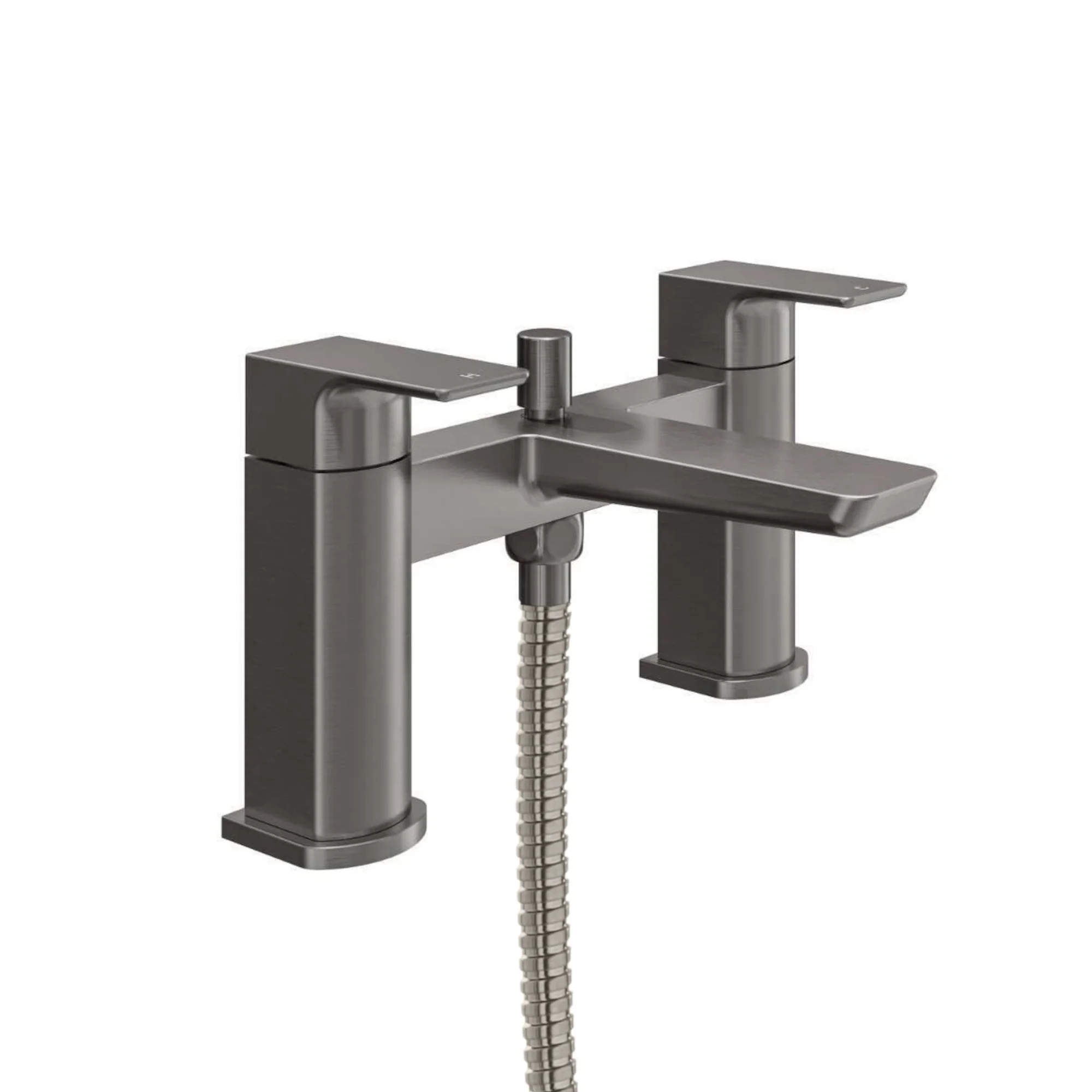 Mykonos bundle incl. bath shower mixer tap with dual riser rail, basin mixer, bath and basin wastes - gunmetal grey - Image 3