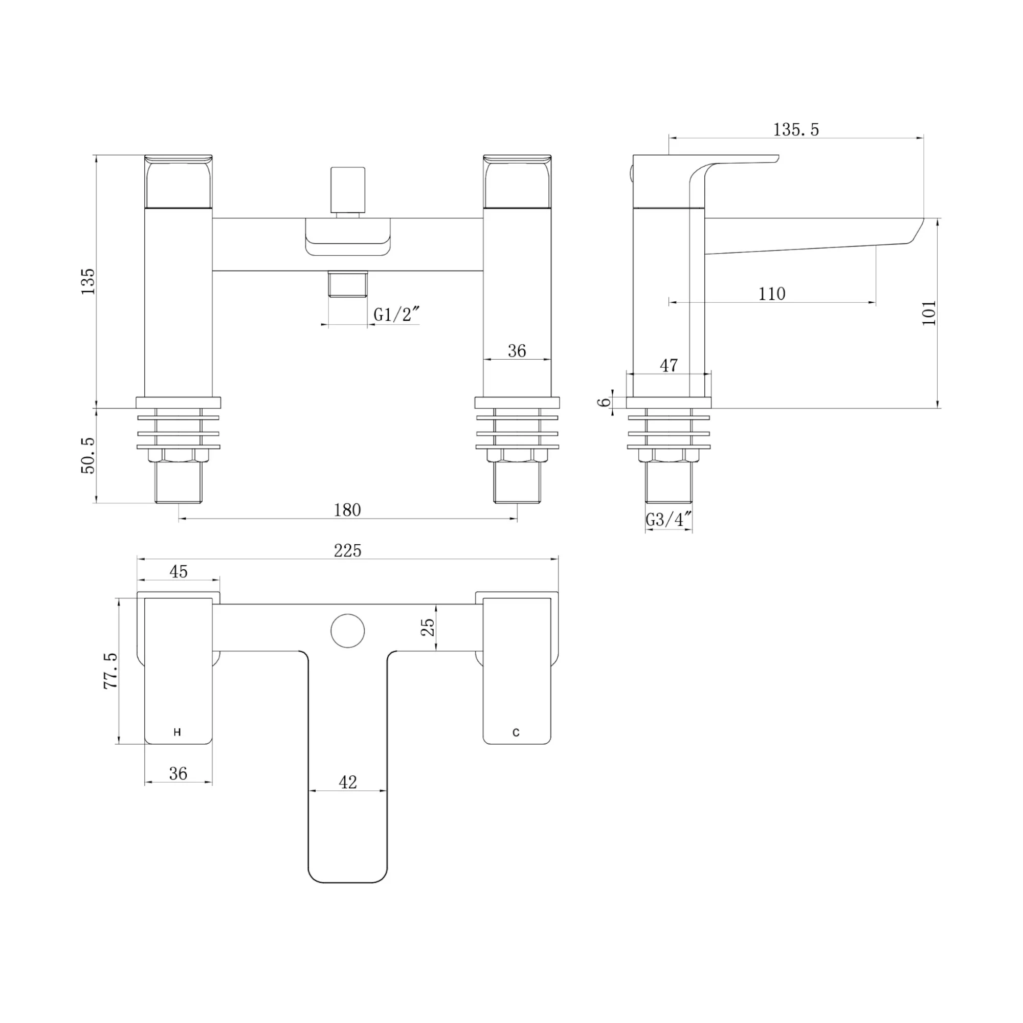 Mykonos bundle incl. bath shower mixer tap with dual riser rail, basin mixer, bath and basin wastes - gunmetal grey - Image 5