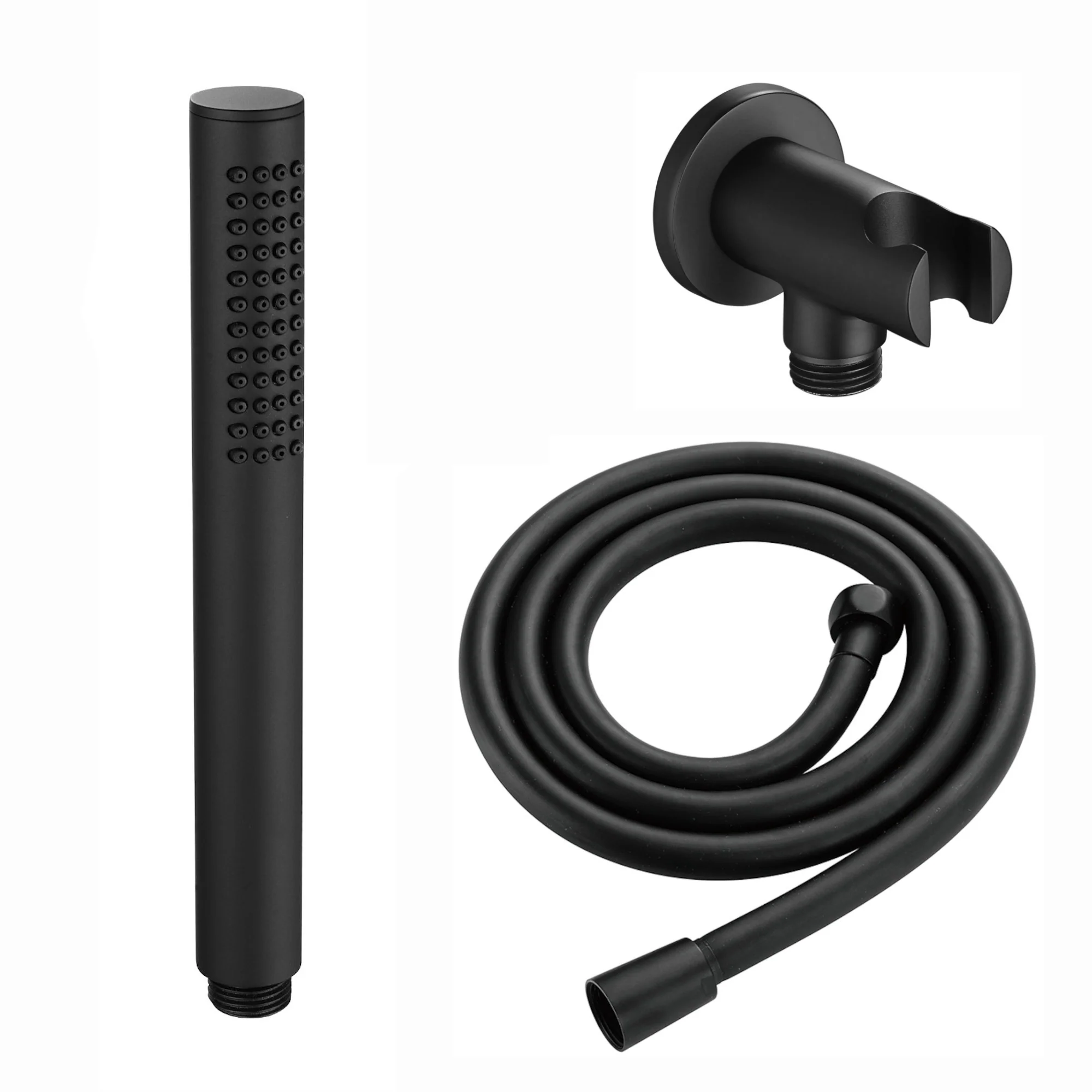 Naples Contemporary Round Concealed Thermostatic Shower Set Incl. Triple Diverter Valve, Wall Fixed 8" Shower Head, Handshower Kit, Bath Filler Waste with Overflow - Matt Black (3 Outlet) - Image 4
