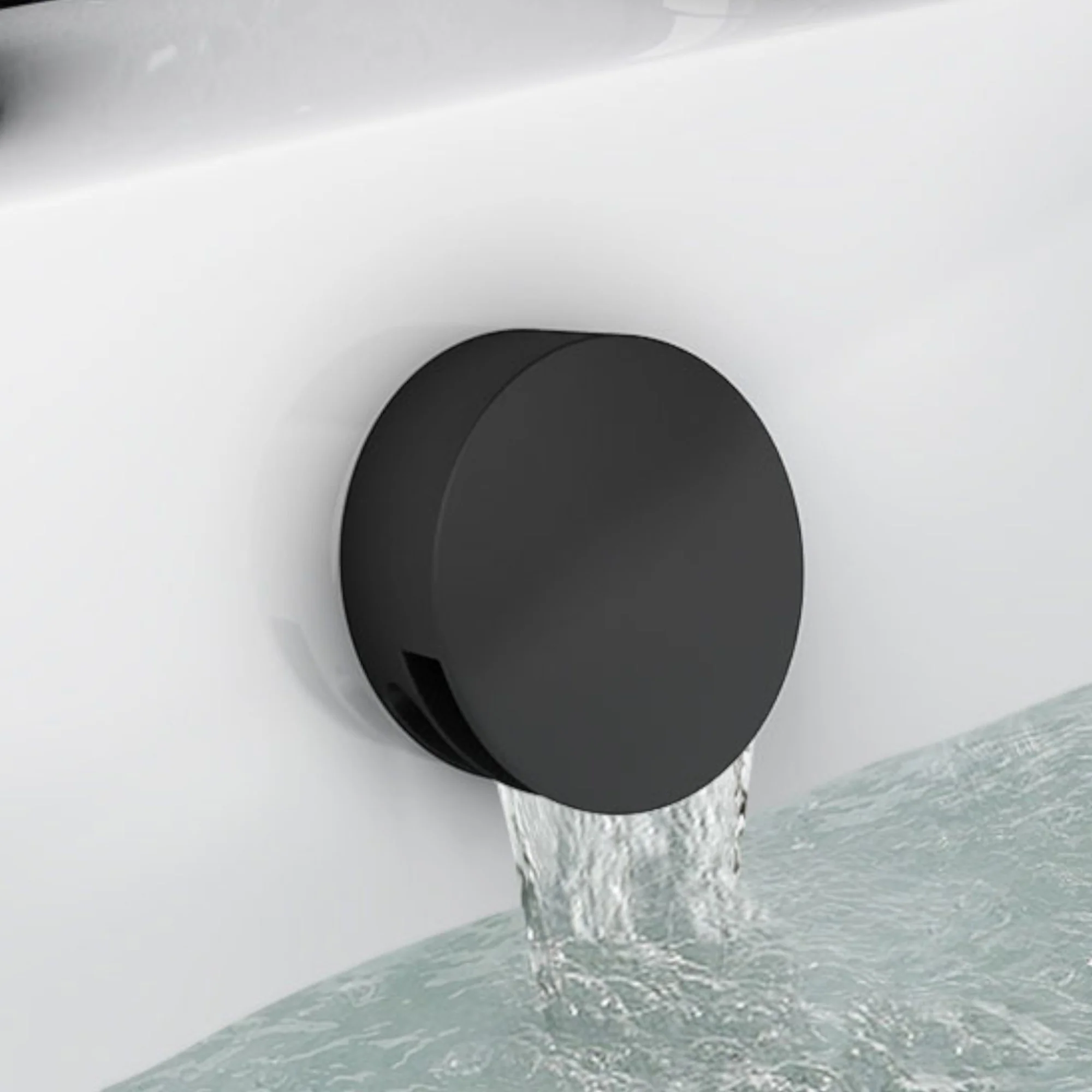 Naples Contemporary Round Concealed Thermostatic Shower Set Incl. Triple Diverter Valve, Wall Fixed 8" Shower Head, Handshower Kit, Bath Filler Waste with Overflow - Matt Black (3 Outlet) - Image 5