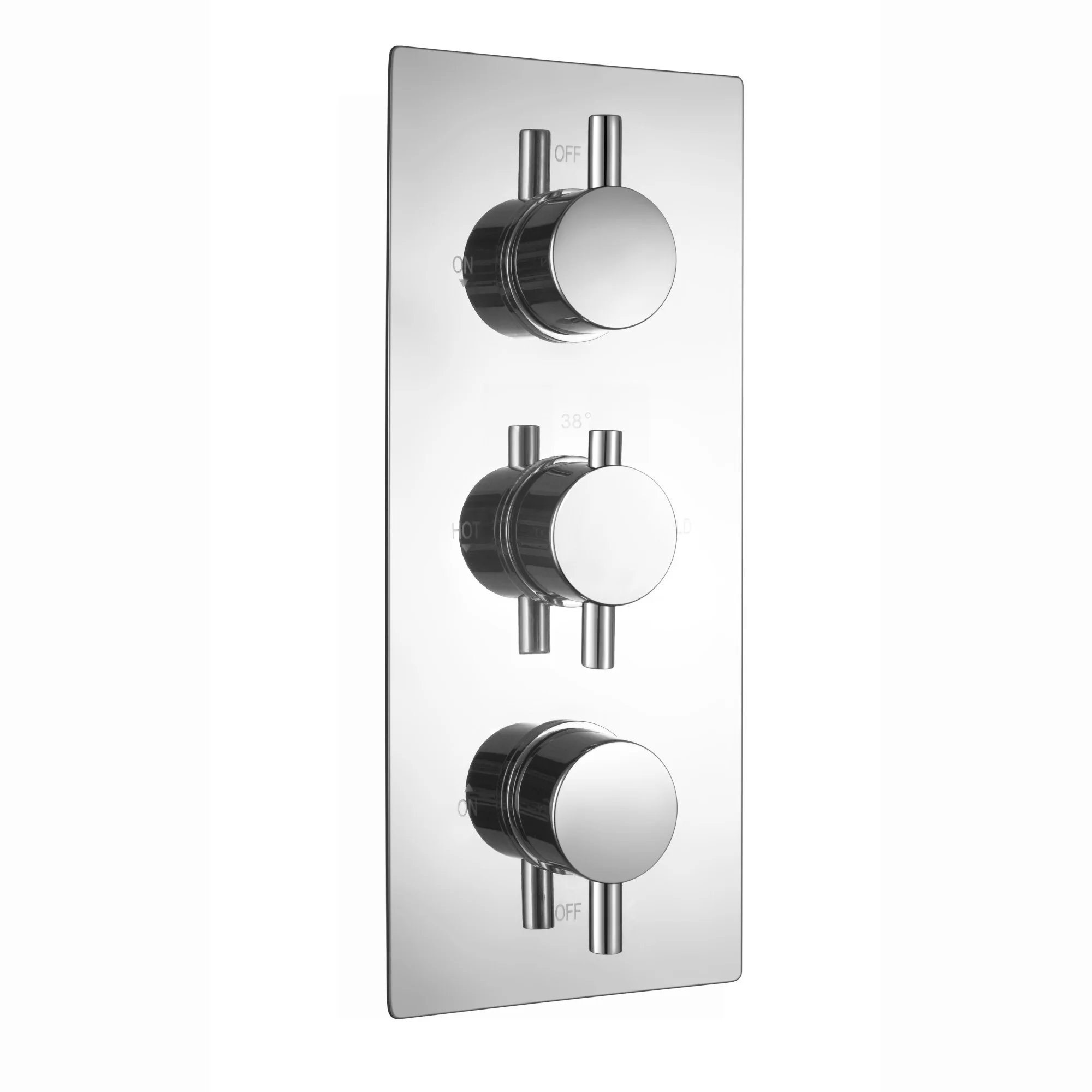 Naples Contemporary Round Concealed Thermostatic Shower Set Incl. Triple Valve, Wall Fixed 8" Shower Head, Handshower Kit - Chrome (2 Outlet) - Image 7