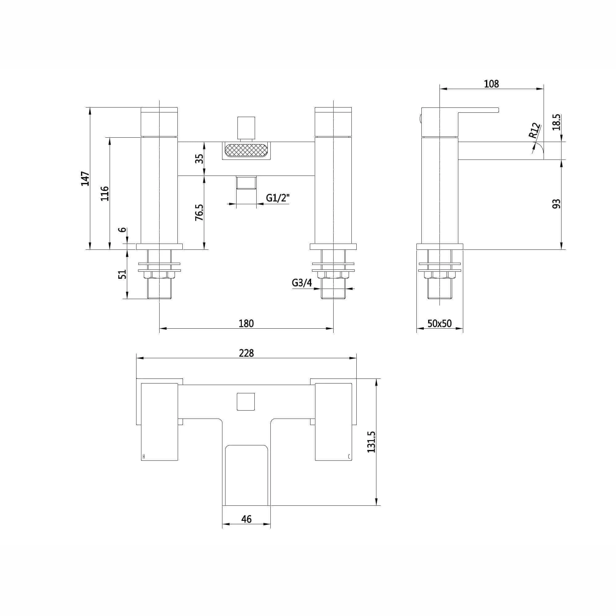 Plaza bundle incl. bath shower mixer tap with dual riser rail, basin mixer, bath and basin wastes - matt black - Image 6