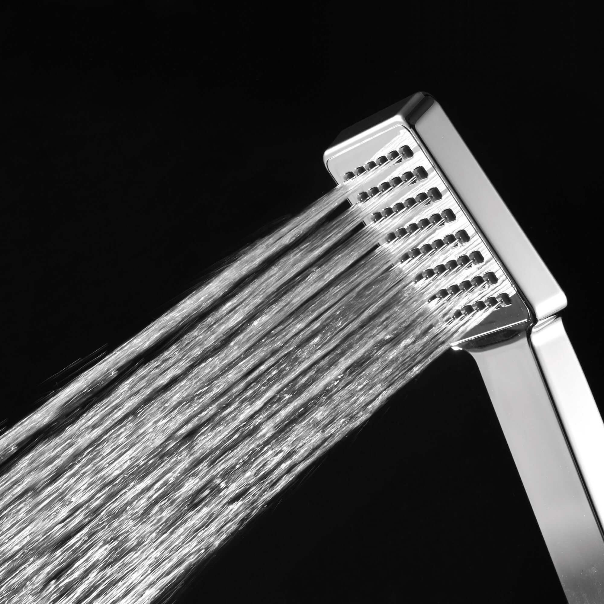 Square design shower slider riser rail kit with handset and hose - chrome - Image 3