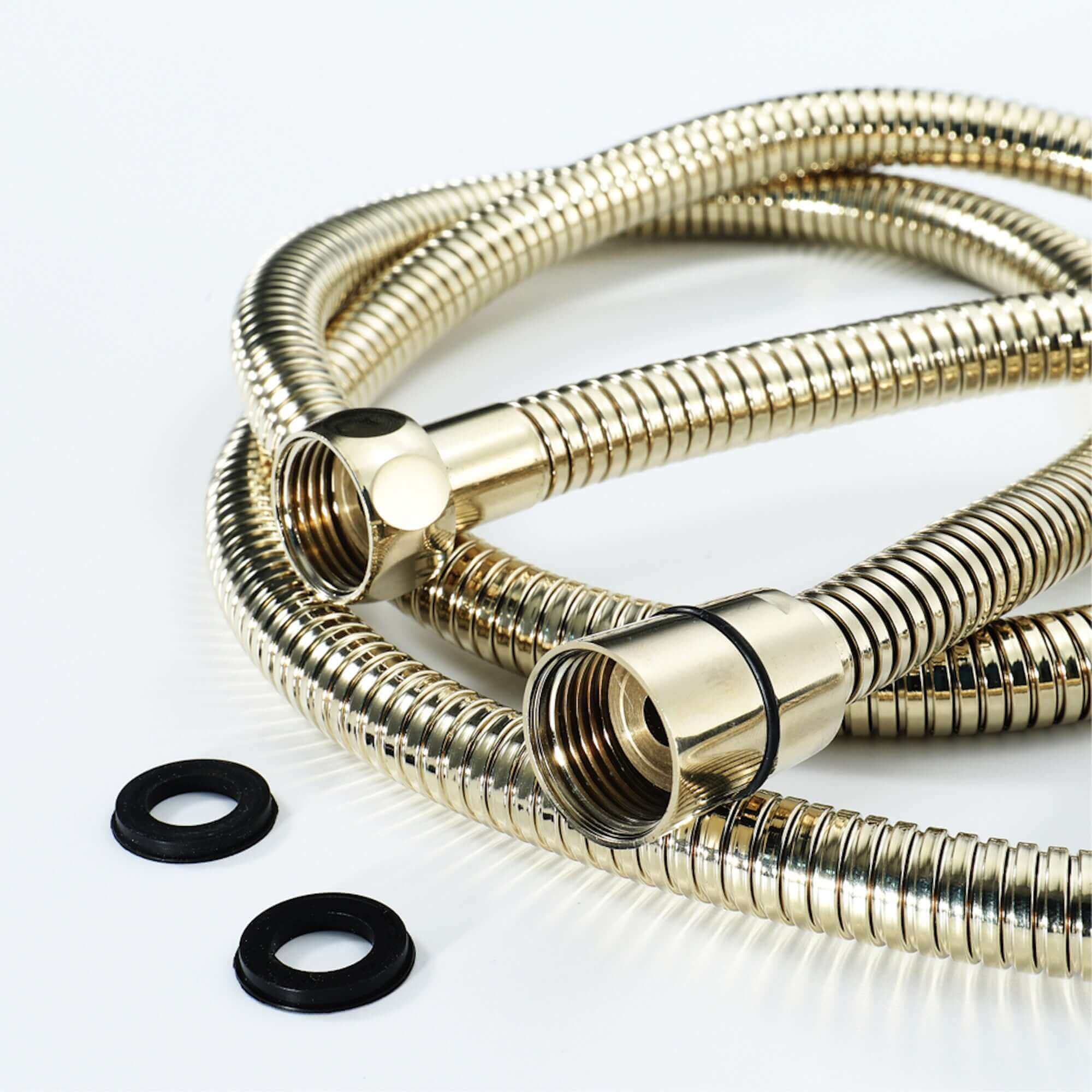 Traditional Handheld Shower Head and Hose Kit Brass with Black Ceramic Details - Gold - Image 4