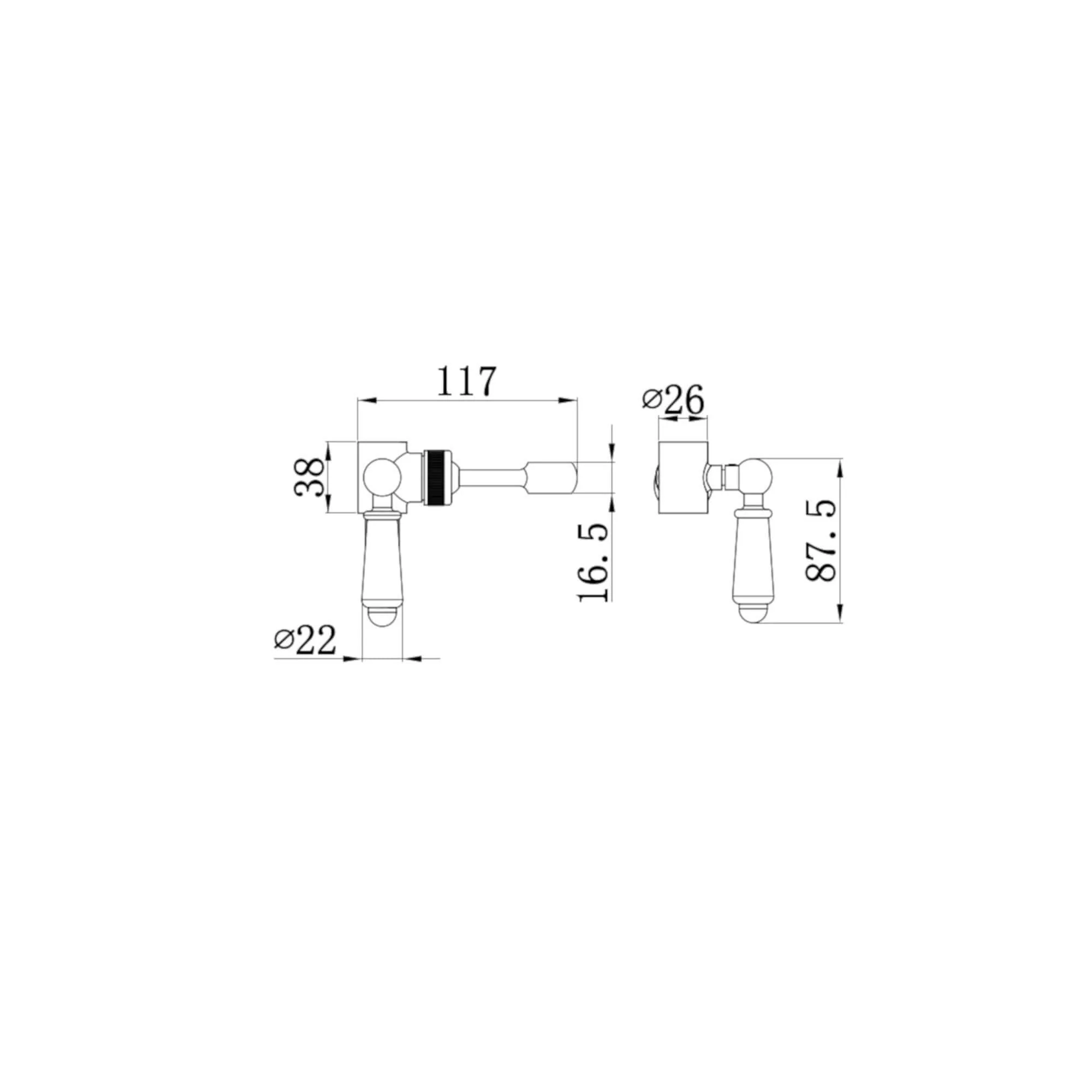 Traditional lever shower head bracket for 18mm diameter rigid riser or slider rail solid brass - gold - Image 4